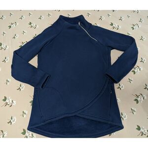 Deep Blue Athleta Wrap Fleece Sweatshirt size Large Tall